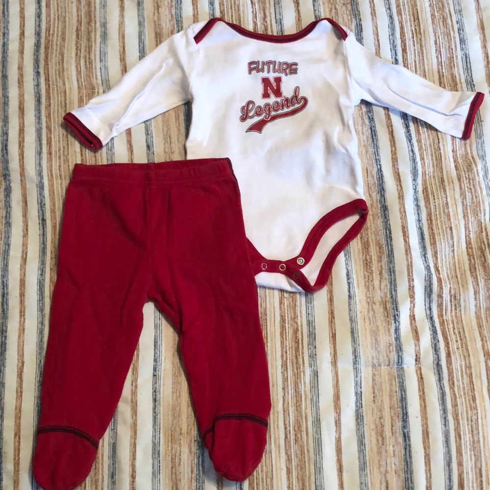 Nebraska Cornhusker baby onesie and pant set